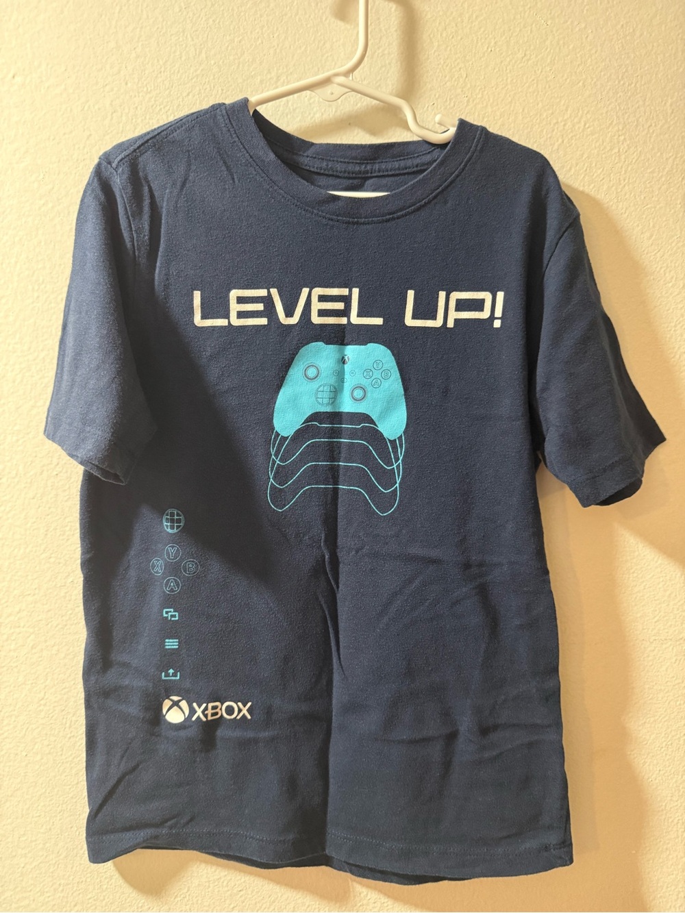 Xbox 'Level Up' Navy Blue Gaming T-Shirt with Turquoise Controller Graphic